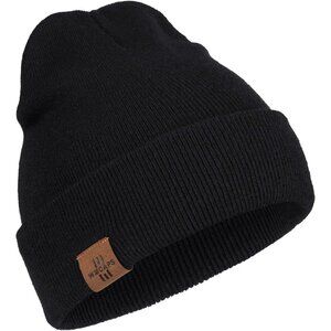 Men and Women Black Acrylic Stretchy Daily Knit Warm Winter Beanie Hats